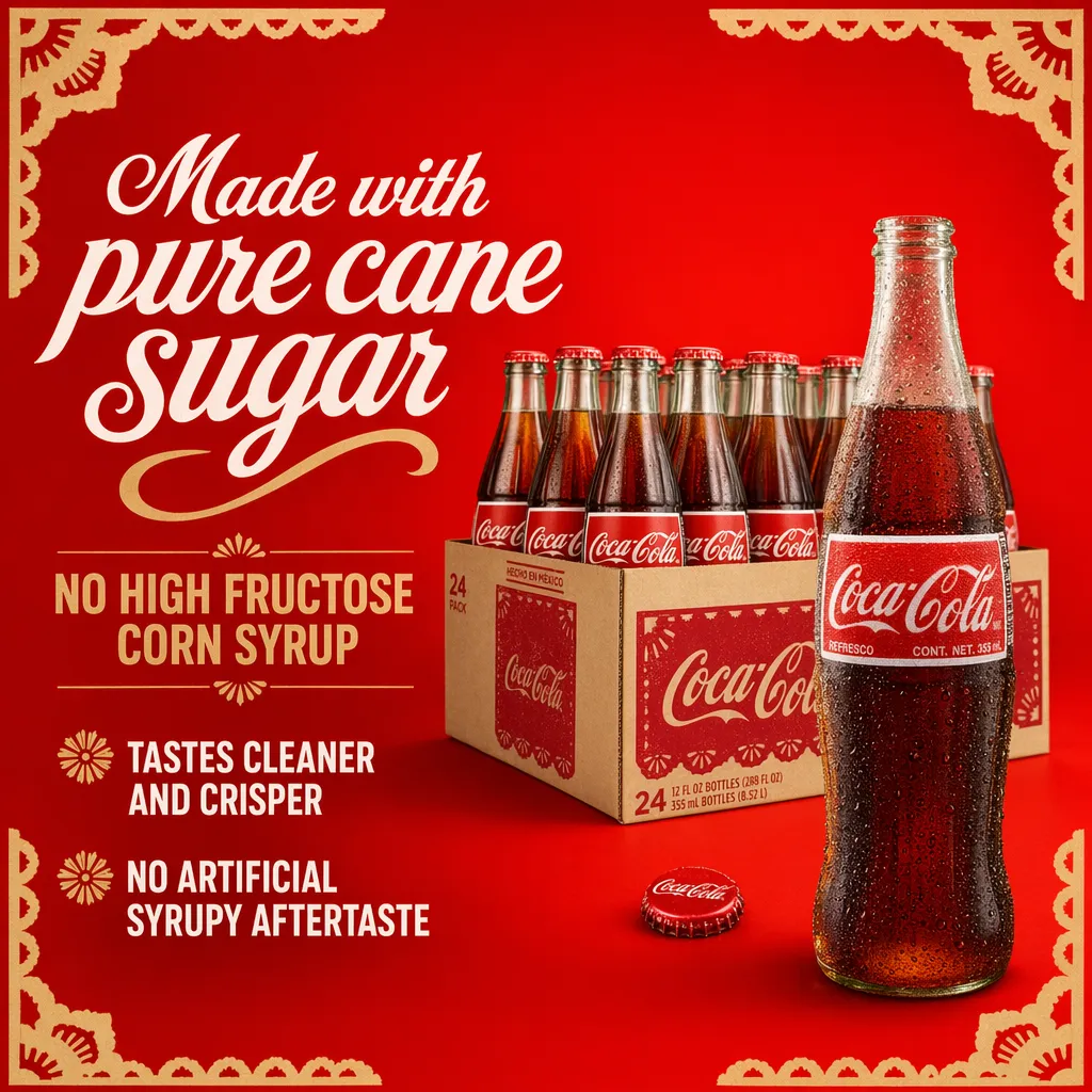 Pixii-designed Amazon listing infographic for a Coca-Cola glass bottle